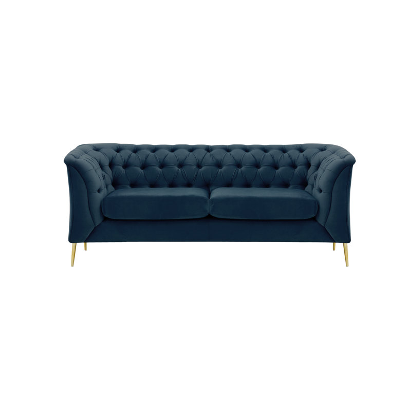 Burnham 2 Seater Velvet Sofa, 74cm H X 183cm W X 80cm D, Navy