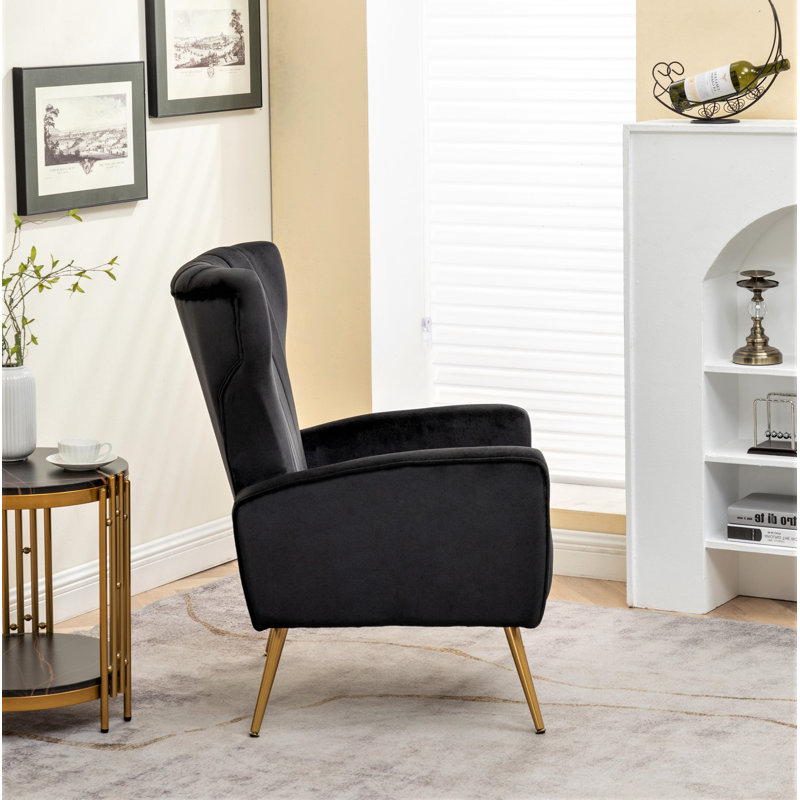 Ceijay Velvet Armchair, Black Velvet