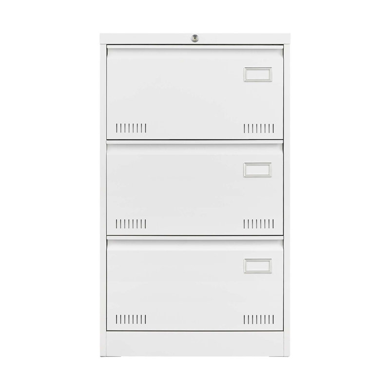 Mirri Locking Metal File Cabinets with Three Drawer, White