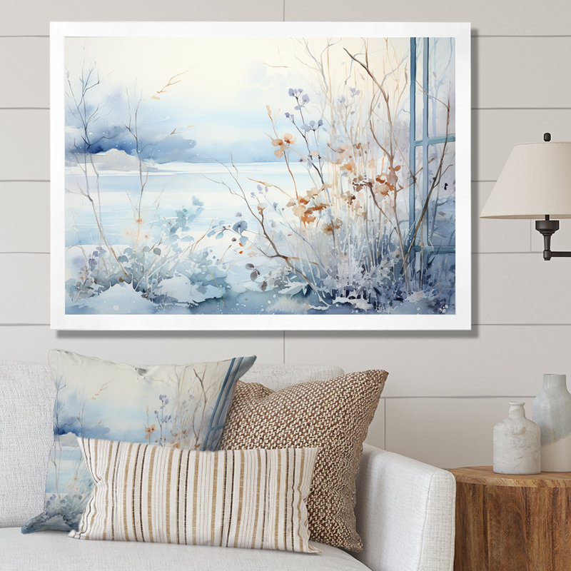 «Frosty Scenic Winter Landscape II - Winter Landscape», art mural, Cadre de coin blanc fermé, H 34 po x l 44 po x P 1,5 po