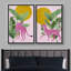 «Tropical Jungle», feuille de bananier, guépard rose, nature, ensemble de 2 impressions sur toile-75851903-75851904
