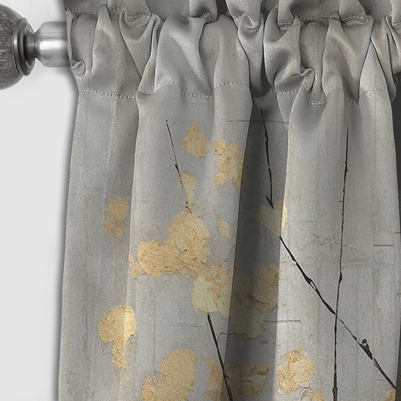 Tree Whispers Of Grey and Gold - Rideau floral occultant monochrome - 1 panneau, L 52 po x L 63 po
