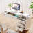Kevonne Retractable Rectangle Computer Desk with 5 Drawers