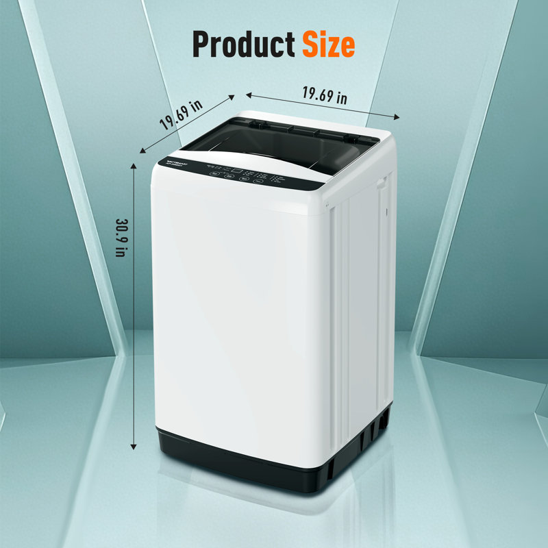  Machine à laver portative 1 \ 1,5 Cuft - Laveuse pour appartement`` 10 niveaux d'eau, lavage Bionic et lavage Heathy, petite laveuse avec pompe de vidange, blanc