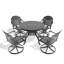 Ensemble de 5 ensembles de salle à manger en fonte d'aluminium résistant aux intempéries, comprenant 4 chaises pivotantes et une table ronde de 39,37 po avec structure noire-1553182433