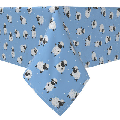 Rectangular Tablecloth, 100% Cotton, 60X104", Little Sheep Blue