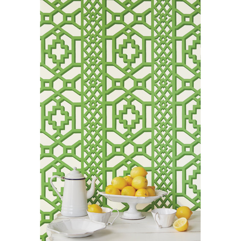 Zanzibar Trellis Wallpaper, Winter Mint