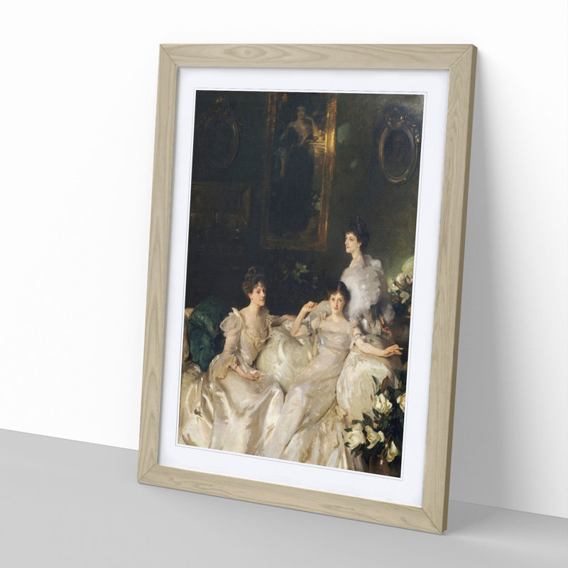 The Wyndham Sisters by John Singer Sargent - Picture Frame Painting, 36cm H x 27cm W x 2cm D, Oak