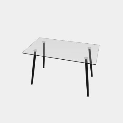 Table en verre lisse de 51 po pour 4 à 6 personnes, avec structure en métal trempé et noir de 0,31 po, pieds de yoga idéaux pour le salon et la cuisine, réunions de famille