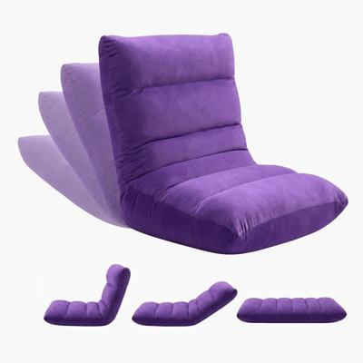 Chaise de sol pliante, siège réglable à 14 positions avec mousse à mémoire de forme de 5,9 po, chaise de jeu et de méditation