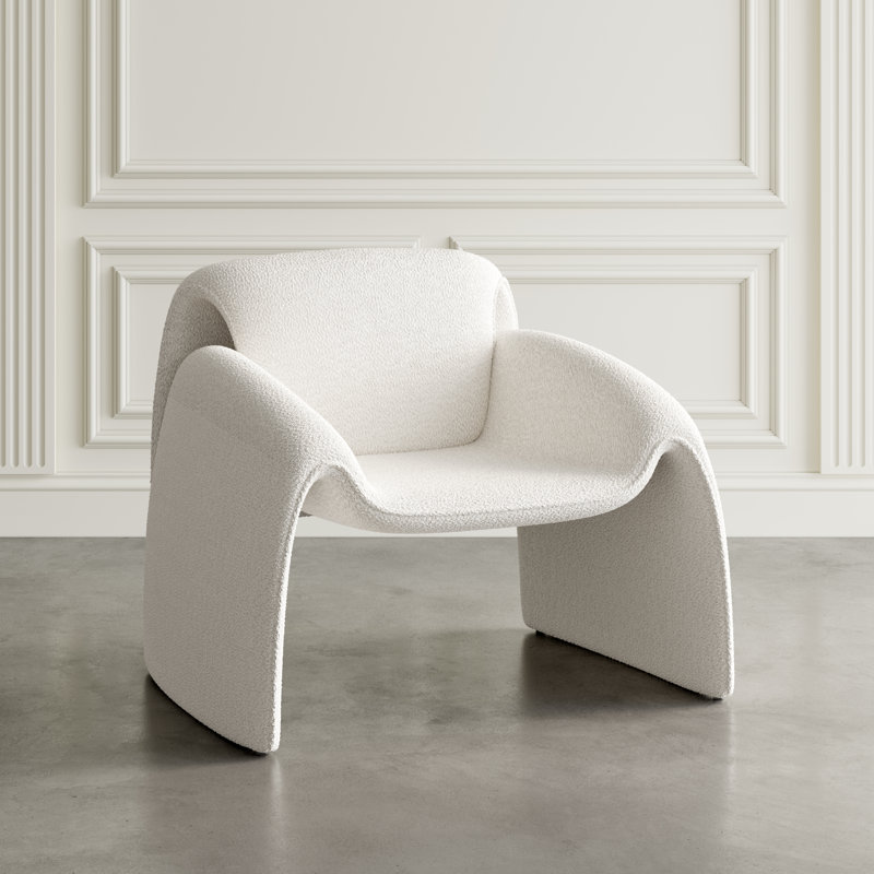 Cervando Upholstered Armchair, Ivory Polyester