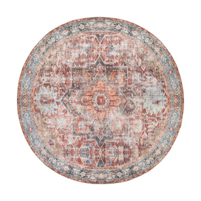 Alice Machine Washable Oriental Flatweave Performance Red/Blue/Ivory Multi Area Rug