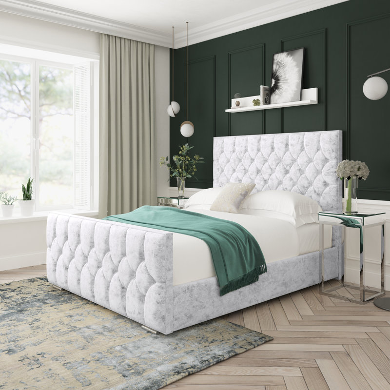 Upholstered Platform Bed, Super King (6'), White