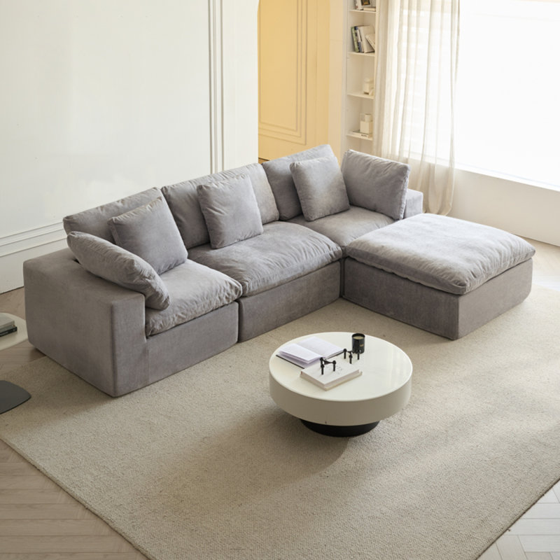 Canapé modulaire Cloud avec coussins profonds et repose-pieds Cloud, Gris