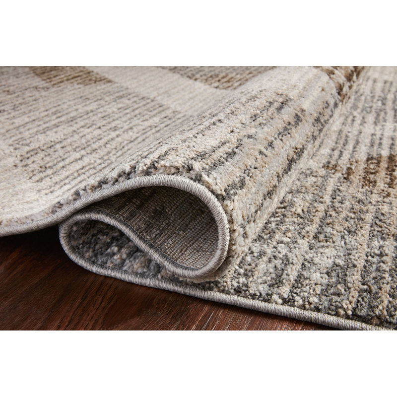 Tapis géométrique brun / gris Sidwell, Tapis de couloir 2 pi 4 po x 10 pi