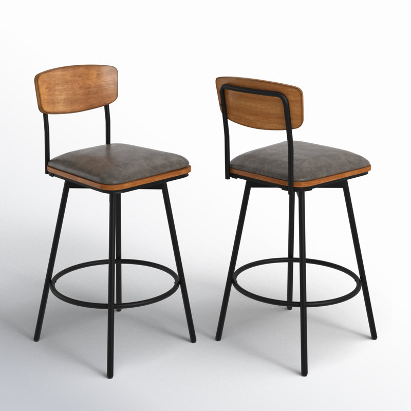 Avriel 27'' Swivel Counter Stool, Stone Gray, Counter Stool (26.5” Seat Height), 2