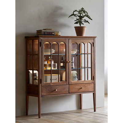 Retro Walnut Large-Capacity Accent Cabinet
