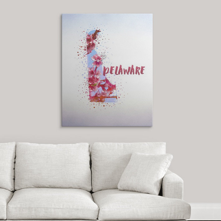 Delaware State Flower (Peach Blossom) - reproduction d'art, H 48 po x l 38 po x P 1,5 po, Toile