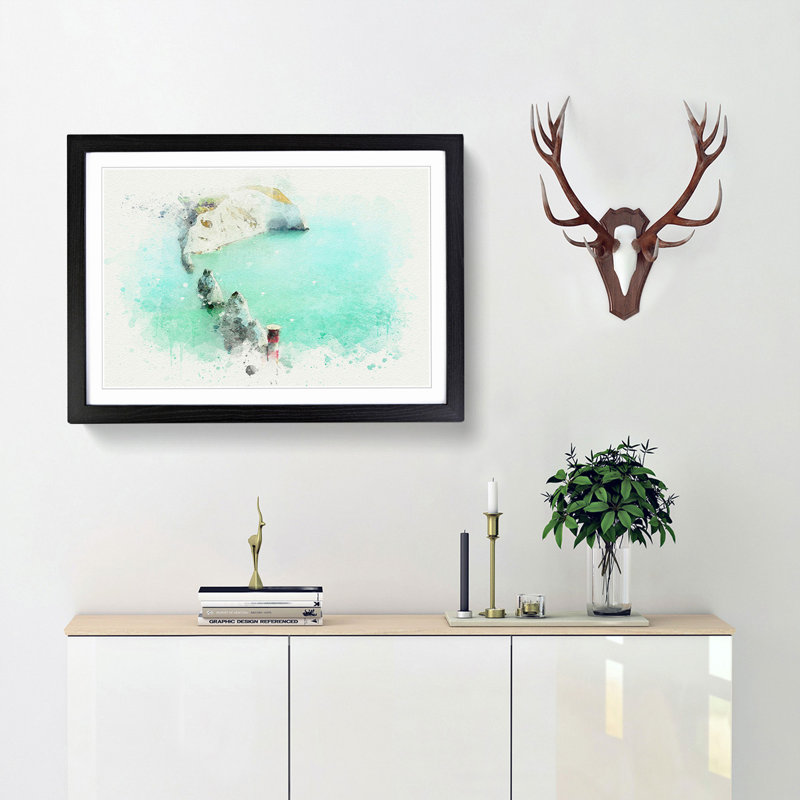 The Needles Isle of Wight in Abstract - Picture Frame Graphic Art Print, Black Framed, 48cm H x 65cm W x 2cm D