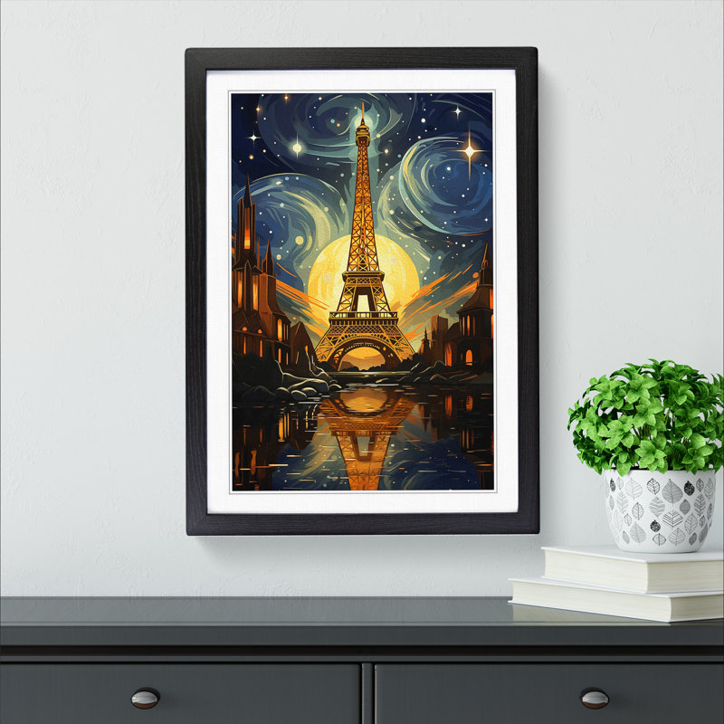 Eiffel Tower Art Deco - Framed Print, Black, 34" H x 25" W x 2" D