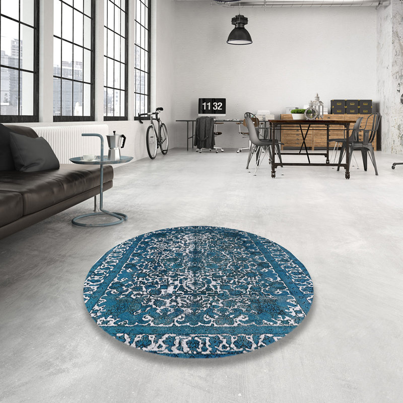 Tapis 100% Mid-Century moderne lavable à la machine 2237, Rond 6 pi