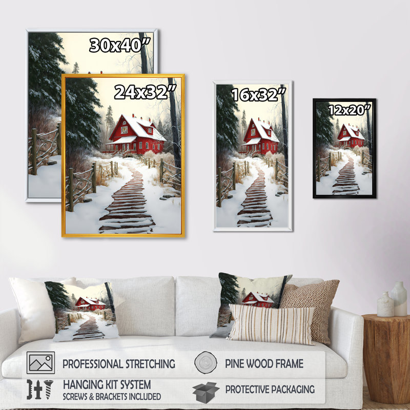 «Ashleh Cold Winter View On The Country III», reproduction sur toile, Toile avec cadre flottant or