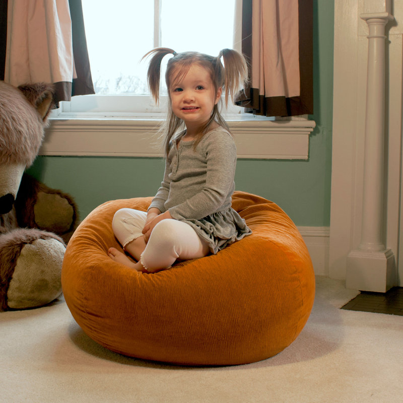 Fauteuil à billes classique, Moyenne, Velours côtelé de microfibre orange