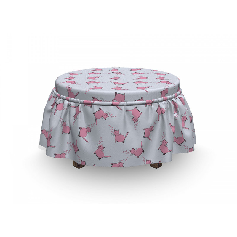 Ensemble de housse pour repose-pieds à coussins carrés 2 pièces chat amateur romantique chatons