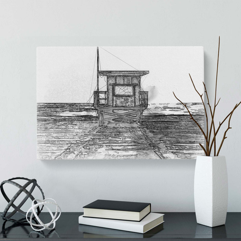 Lifeguard Station Upon The Beach In Abstract - Wrapped Canvas, 60cm H x 91cm W x 3cm D