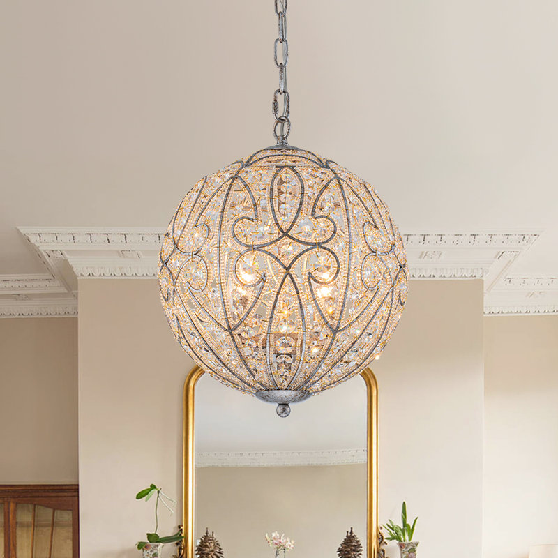 Luminaire suspendu sphère cristal , H 16,9 po x l 11,8 po x P 11,8 po
