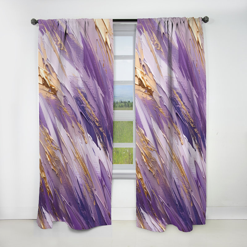 Purple And Gold Dynamic Abstractions II - Modern Blackout Abstract Curtain - 1 Panel, 52" W x 108" L