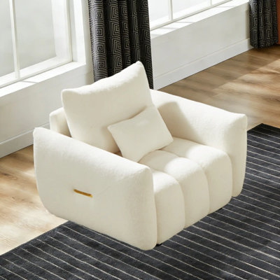 35.2" Gray Teddy Lounge Chair, Compact Design, No Assembly