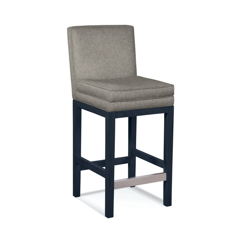 Upholstered Stool, Basic Grey; 0317-83, Navy Finish