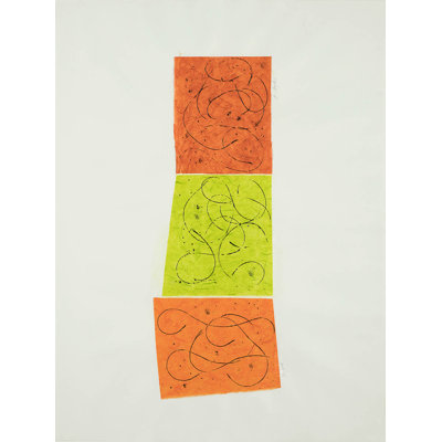 Orange & Lime Green Squares Painting by Joyce Creiger