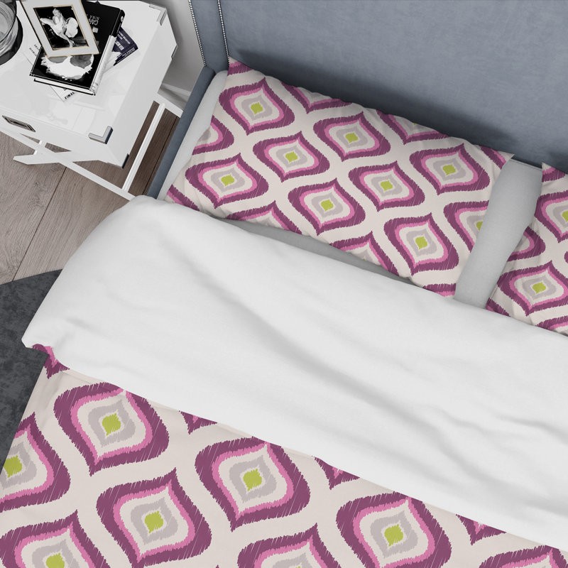 Purple Abstract Pattern Geometric Shapes Duvet Cover, King Duvet Cover + 2 King Shams