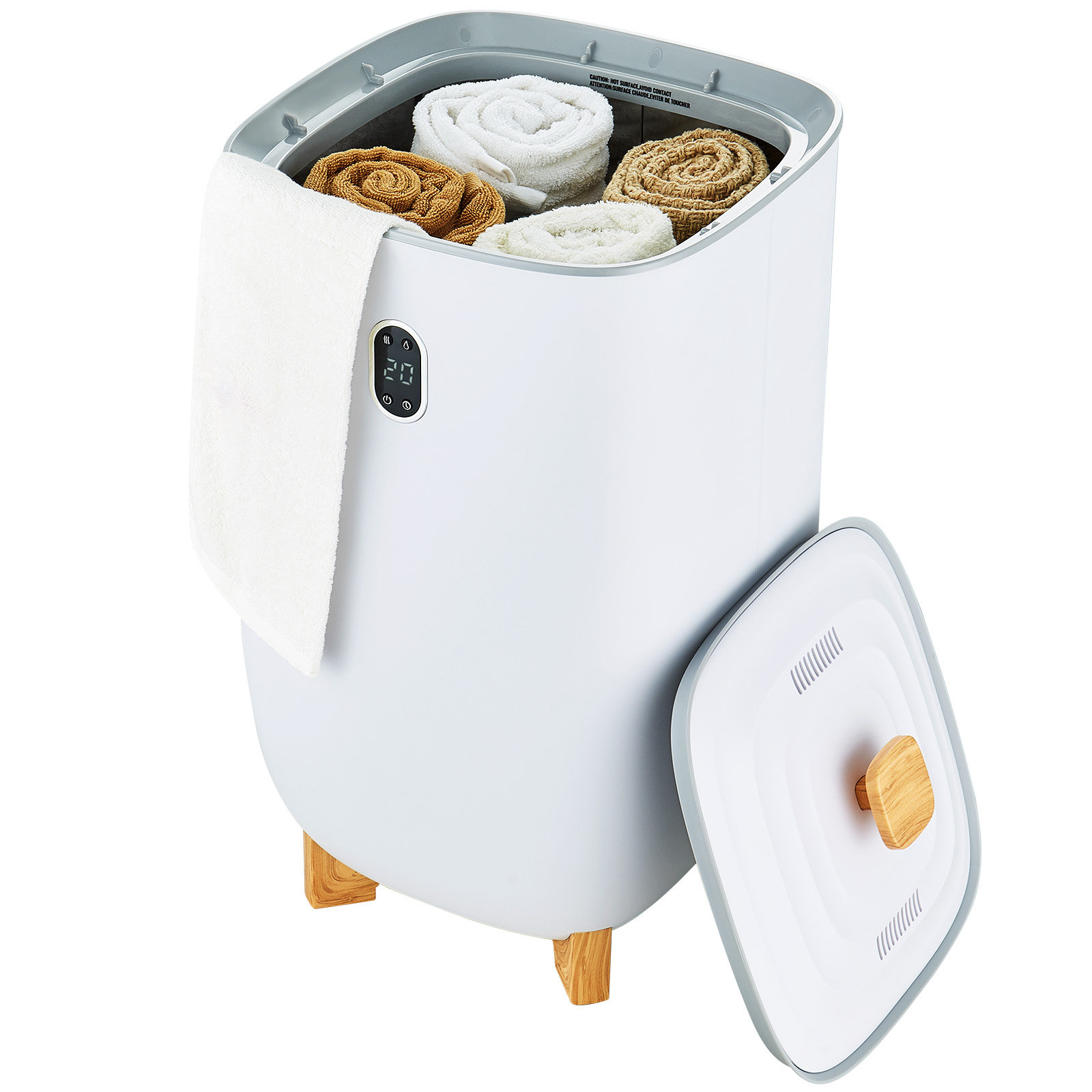 Ivy Bronx 35L Large Towel Warmer Bucket with LED Screen Drying Fuction & Timer White | Wayfair