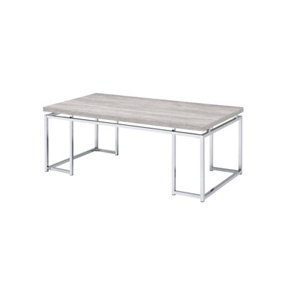 Table basse en chêne naturel et finition chromée | Idée de cadeau