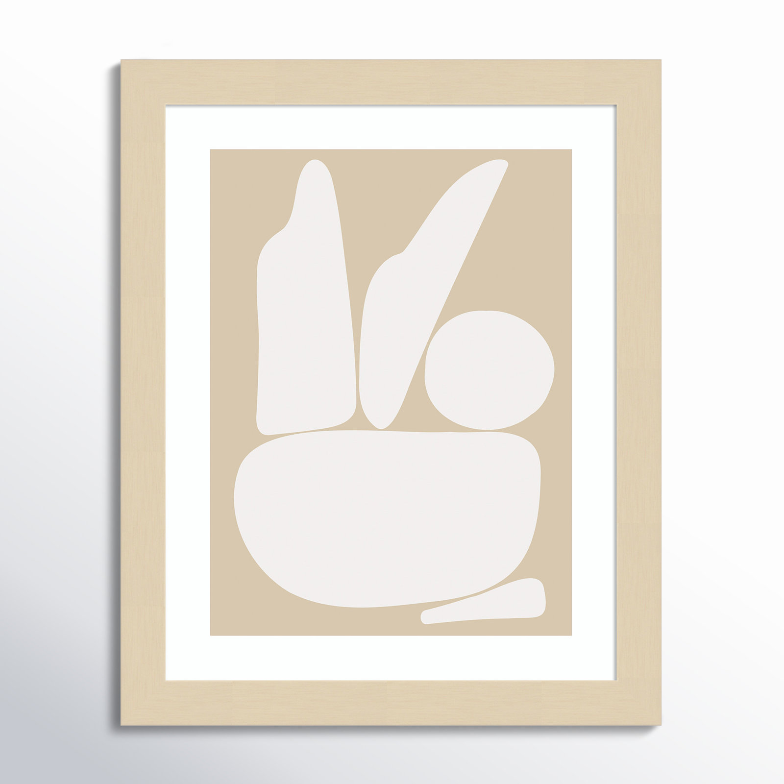 Zen Rock Garden Neutral Print, 13" H x 11" W, Brown Framed