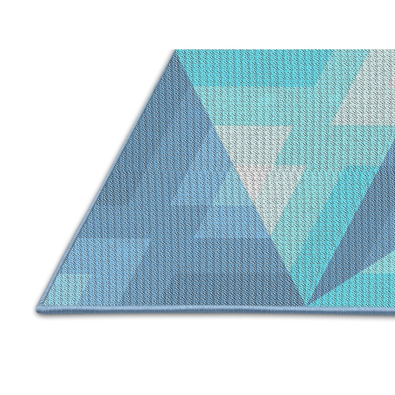 Tapis bleu ciel à motif, Rectangle 4 pi x 6 pi