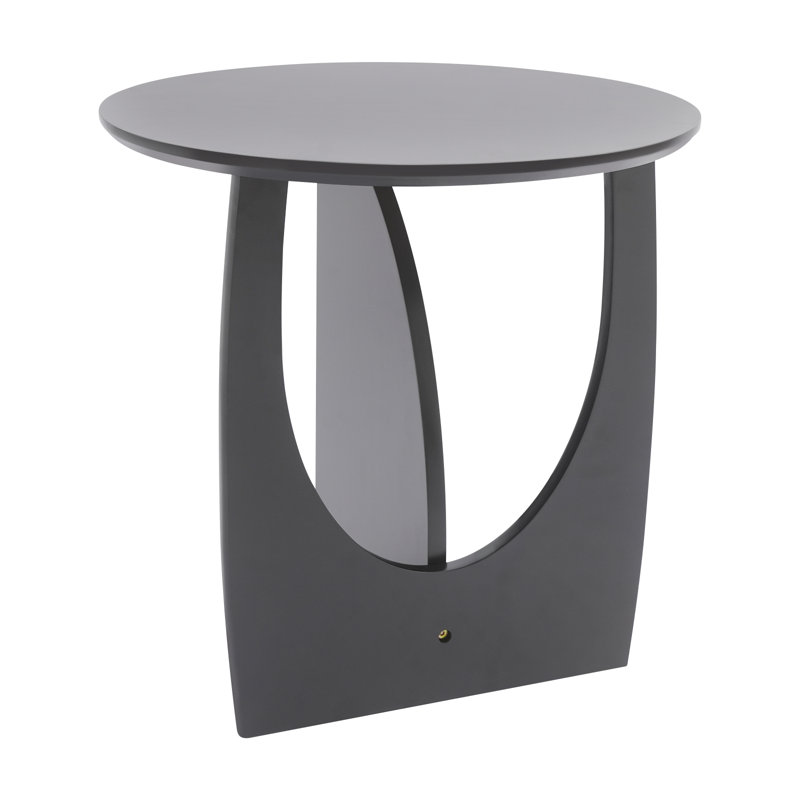Modern Round End Table, Matte Black