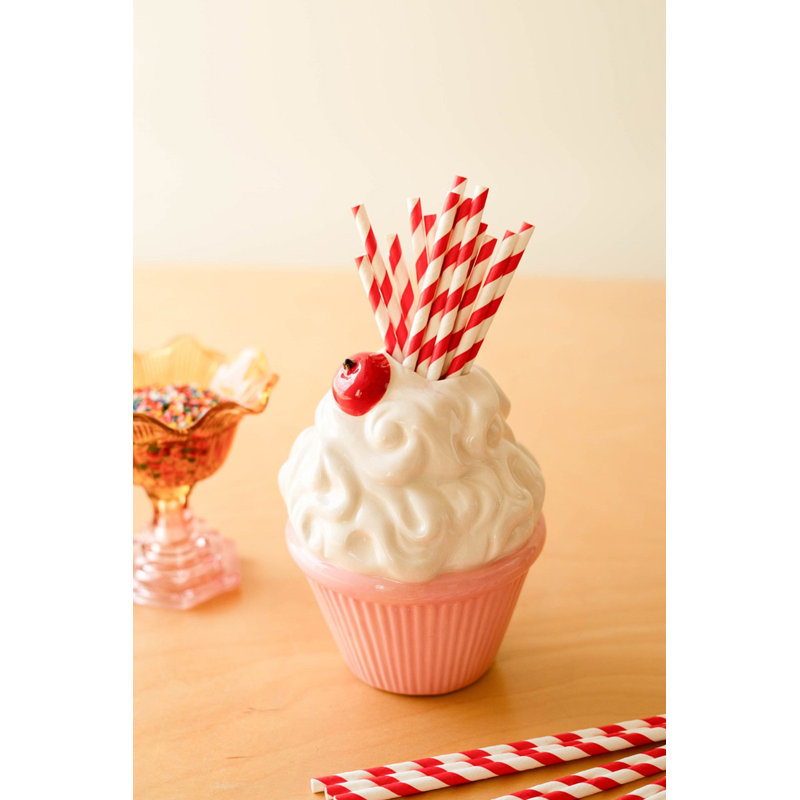  Vase en céramique rose 7 "H Cupcake, 1