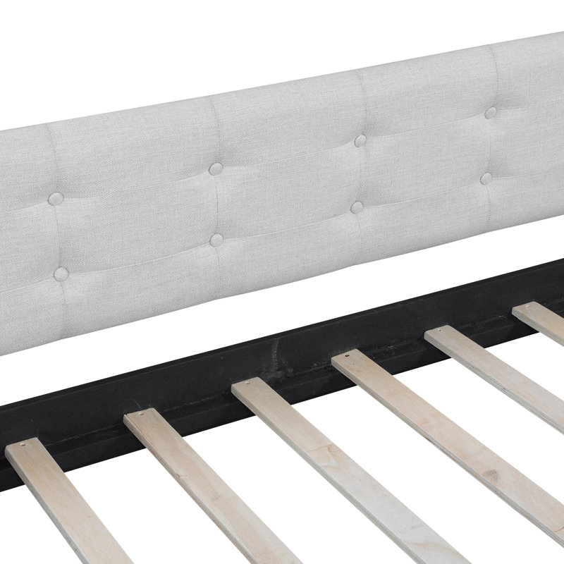 Upholstered Daybed with 4 Support Legs, Beige, Full/Double