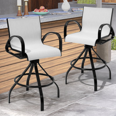 Tabouret de bar pivotant en aluminium pour l'extérieur 30 po avec Sunbrella (ensemble de 2)