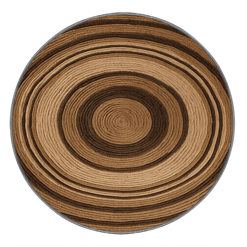 Tapis brun lavable à la machine, Rond 6 pi