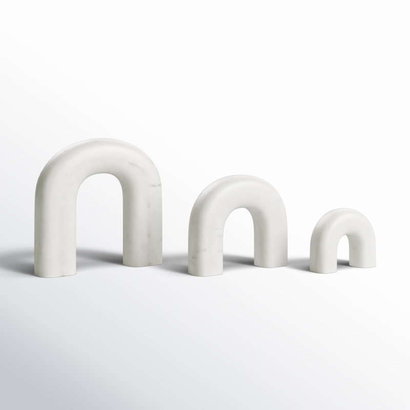 Cole And Grey Marble Arched Abstract Sculpture With Various Sizes