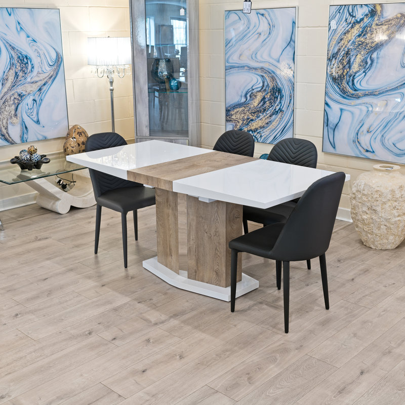 Splendora 4 - Person Butterfly Leaf Dining Set, White/Oak, Black