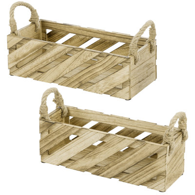 2 Piece Light Paulownia Wood Basket Set