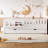 Twin With Built-In Bookshelves And Small Staircase, High-Quality Safety Rails, And Trundle,White-300984017-300984016