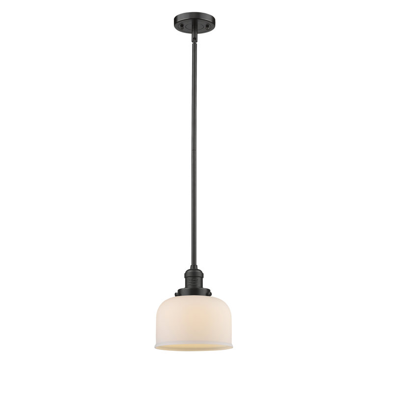 Luminaire suspendu en forme de dôme à 1 lumière Arakel, Boîtier blanc mat, Bronze huilé