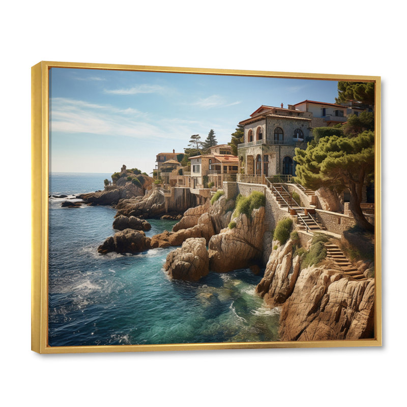 Espagne, Méditerranée, sérénité II sur toile, H 30 po x l 40 po x P 1,5 po, Cadre flottant doré